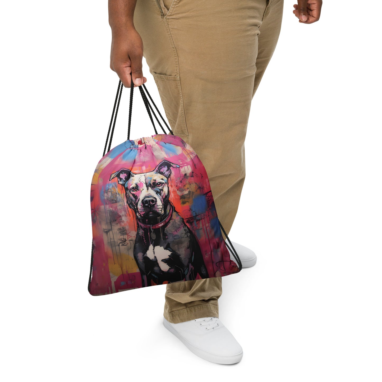 Urban Art Pitbull - Vibrant Drawstring Bag - Pittie Choy