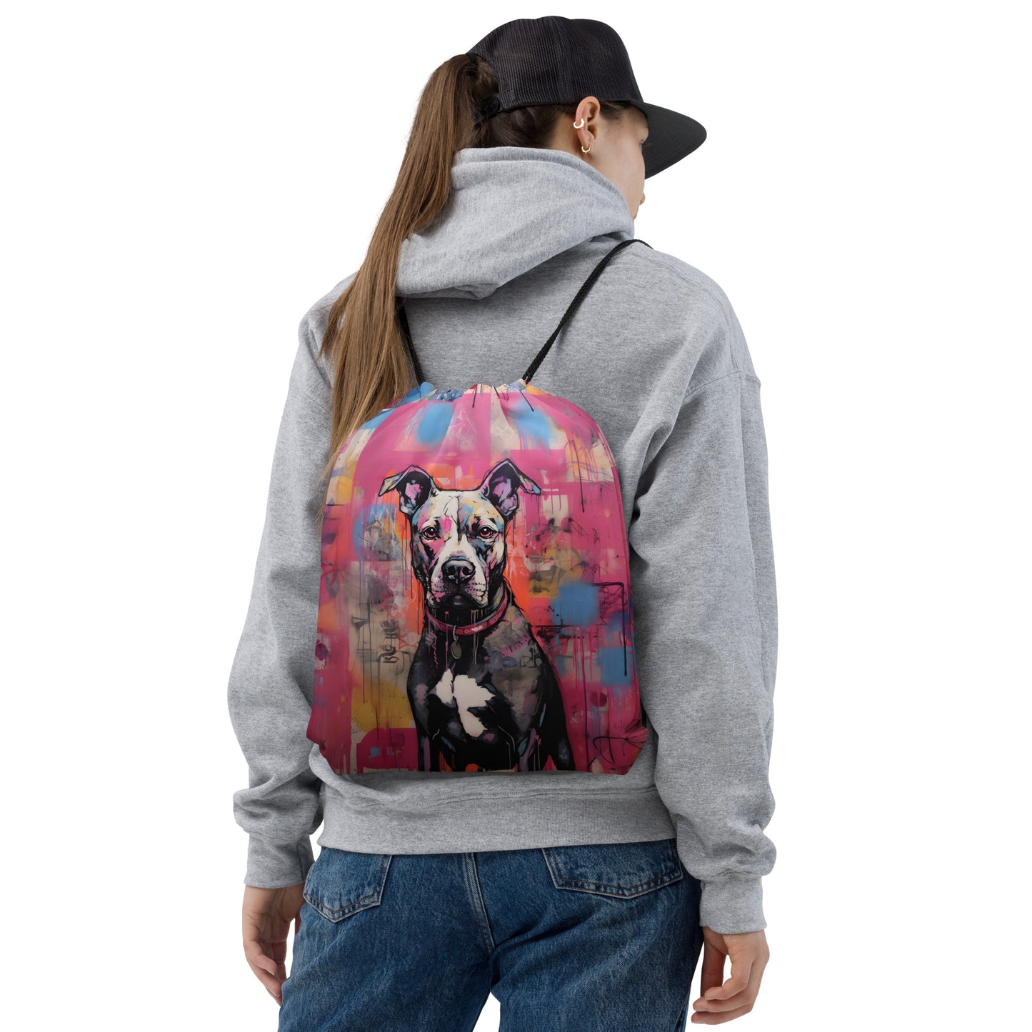 Urban Art Pitbull - Vibrant Drawstring Bag - Pittie Choy