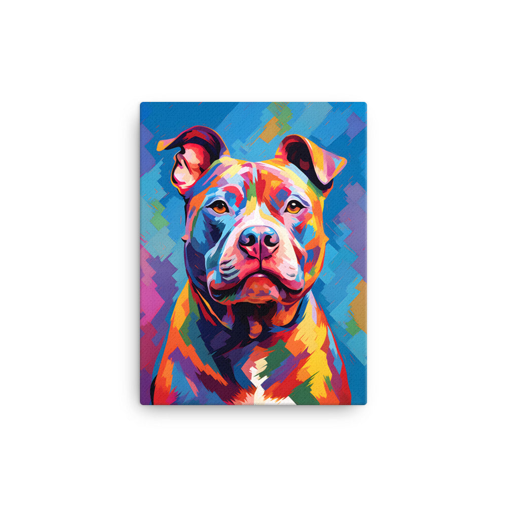 "Chromatic Canine" - Abstract Pitbull Canvas Art - Pittie Choy