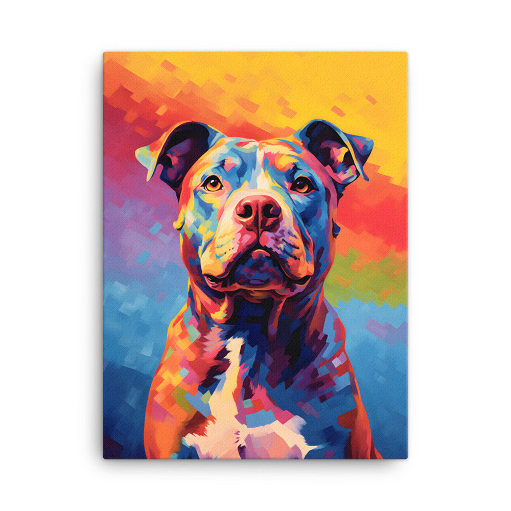 "Kaleidoscope Canine" - Colorful Pitbull Canvas Art - Pittie Choy