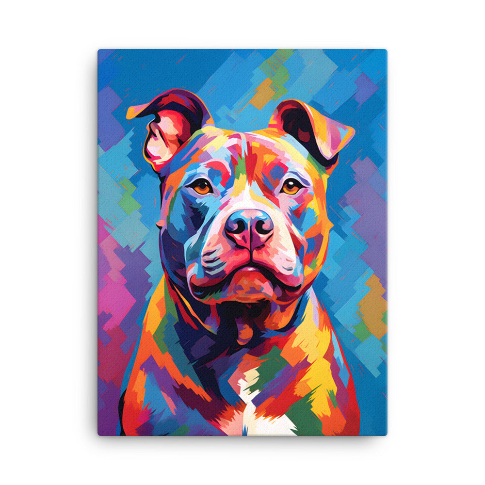 "Chromatic Canine" - Abstract Pitbull Canvas Art - Pittie Choy