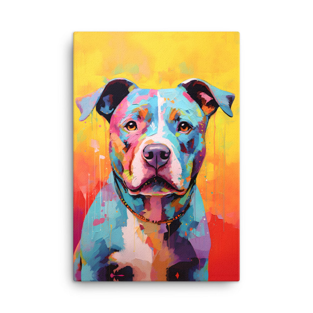 "Vibrant Vigilant" - Colorful Pitbull Canvas Art - Pittie Choy