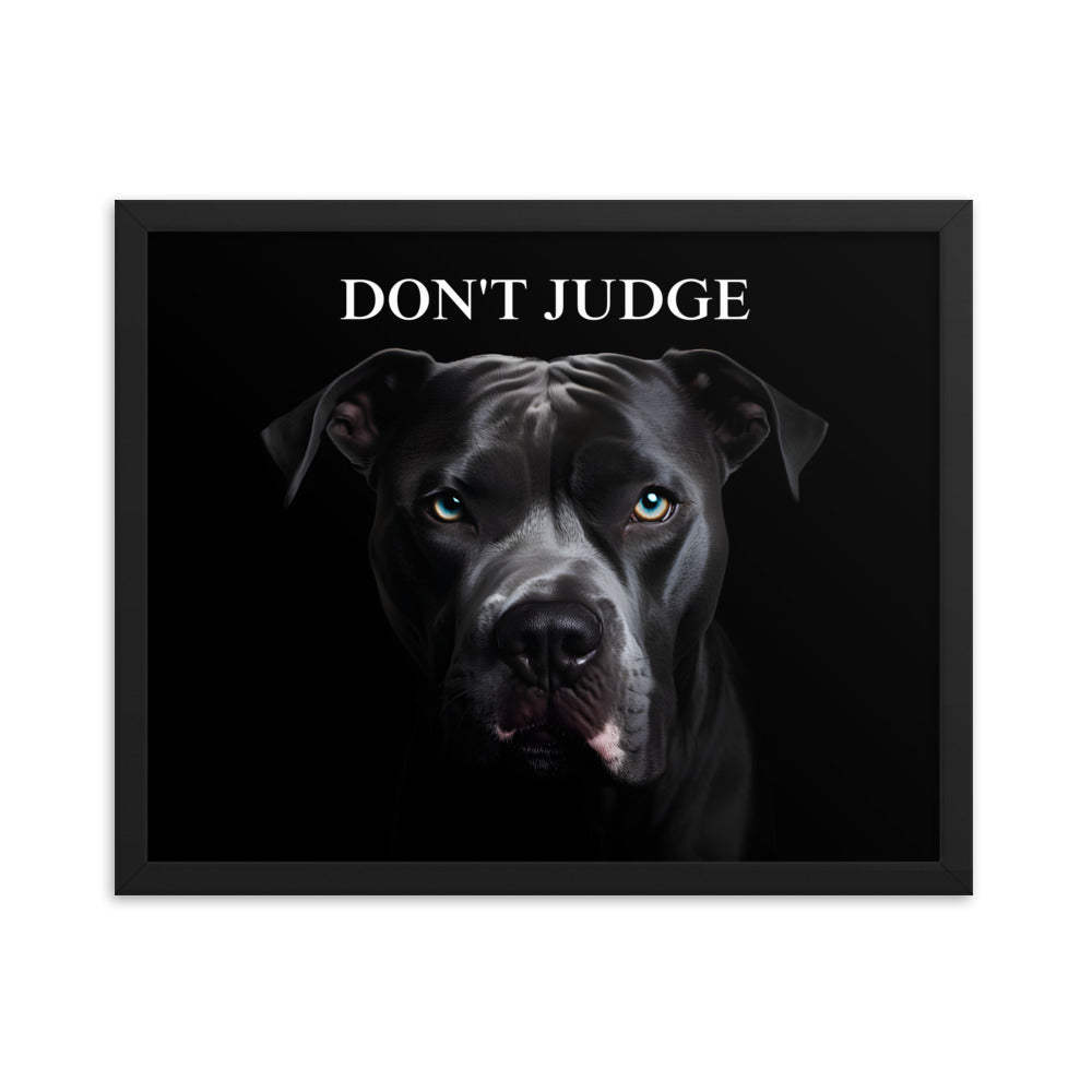 "Don't Judge" Pitbull Framed Poster - Pittie Choy