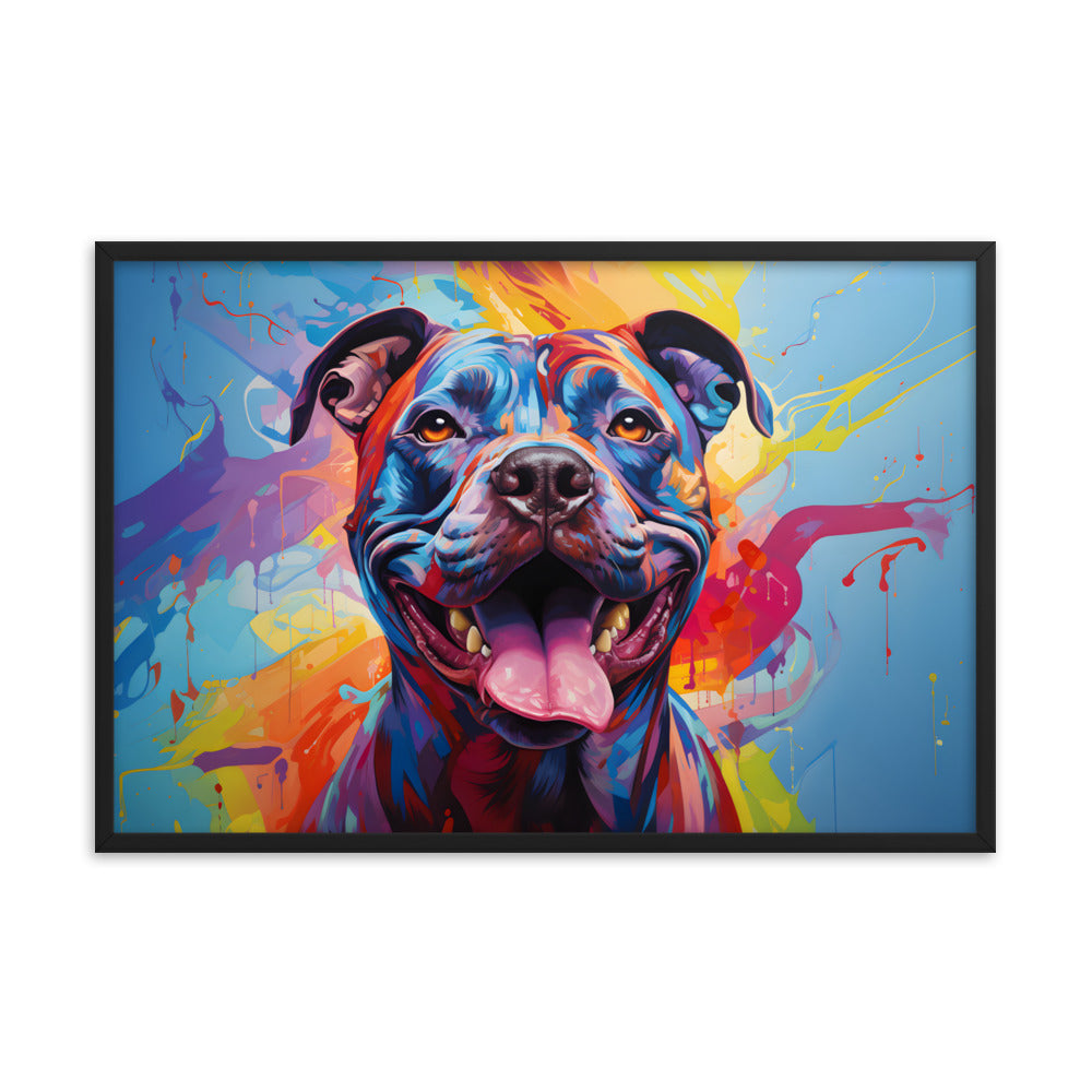 "Jubilant Hues" - Framed Pitbull Art Poster - Pittie Choy