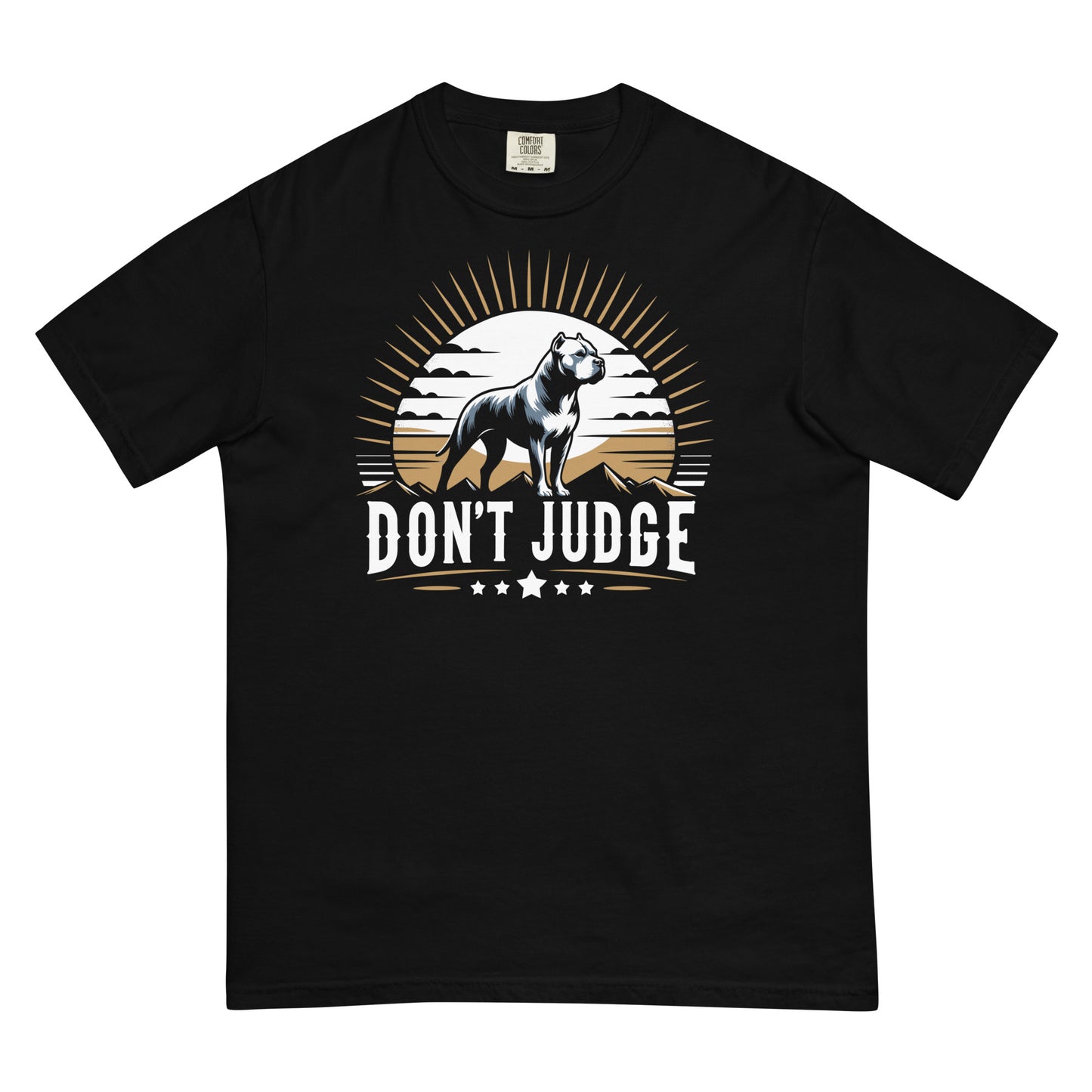 Sunrise Silhouette 'Don't Judge' Unisex Pitbull T-Shirt - Pittie Choy