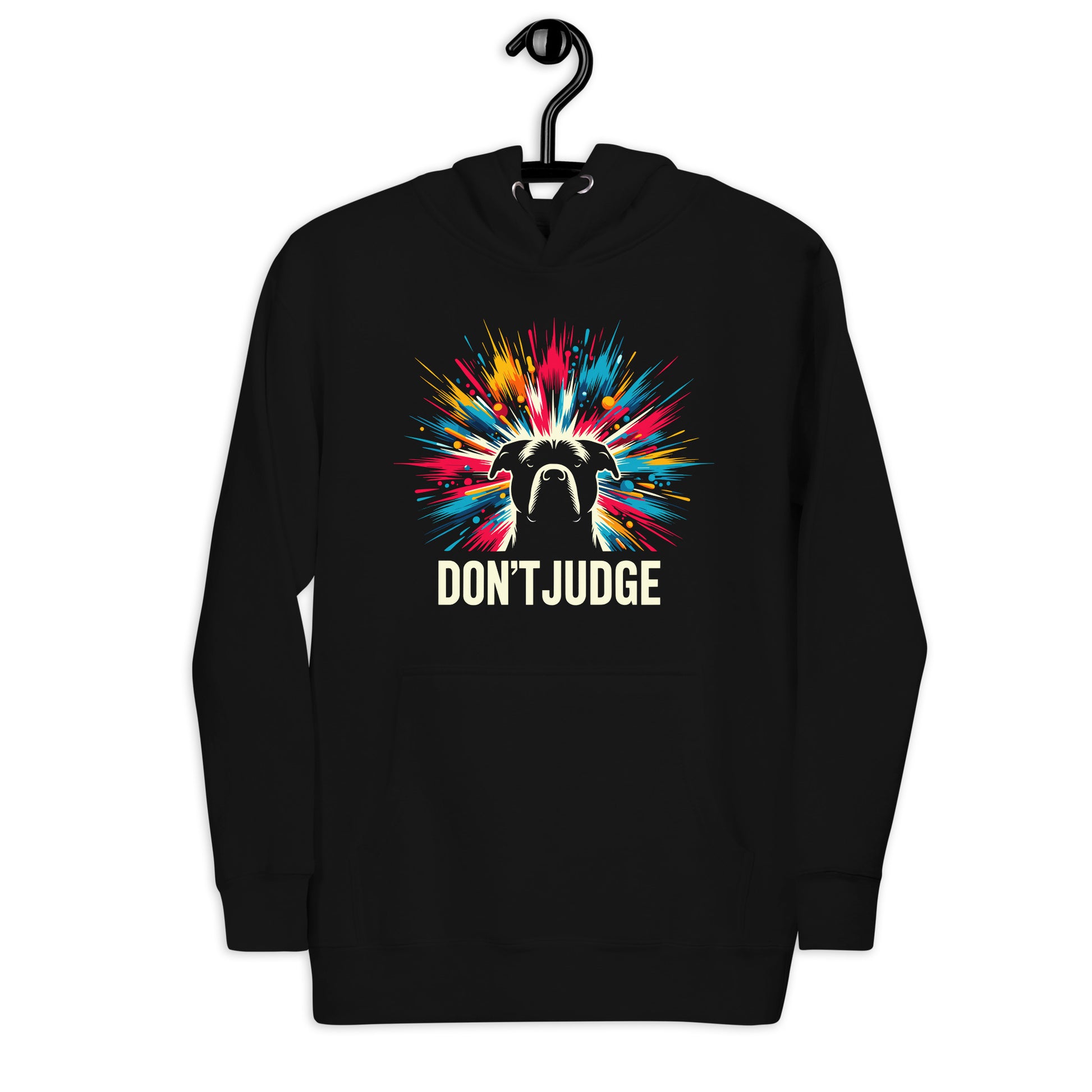 "Don't Judge" Cosmic Burst Pitbull Unisex Hoodie - Pittie Choy