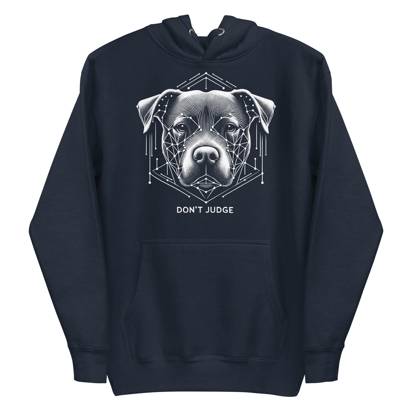 Geometric Guardian 'Don't Judge' Unisex Pitbull Hoodie - Pittie Choy
