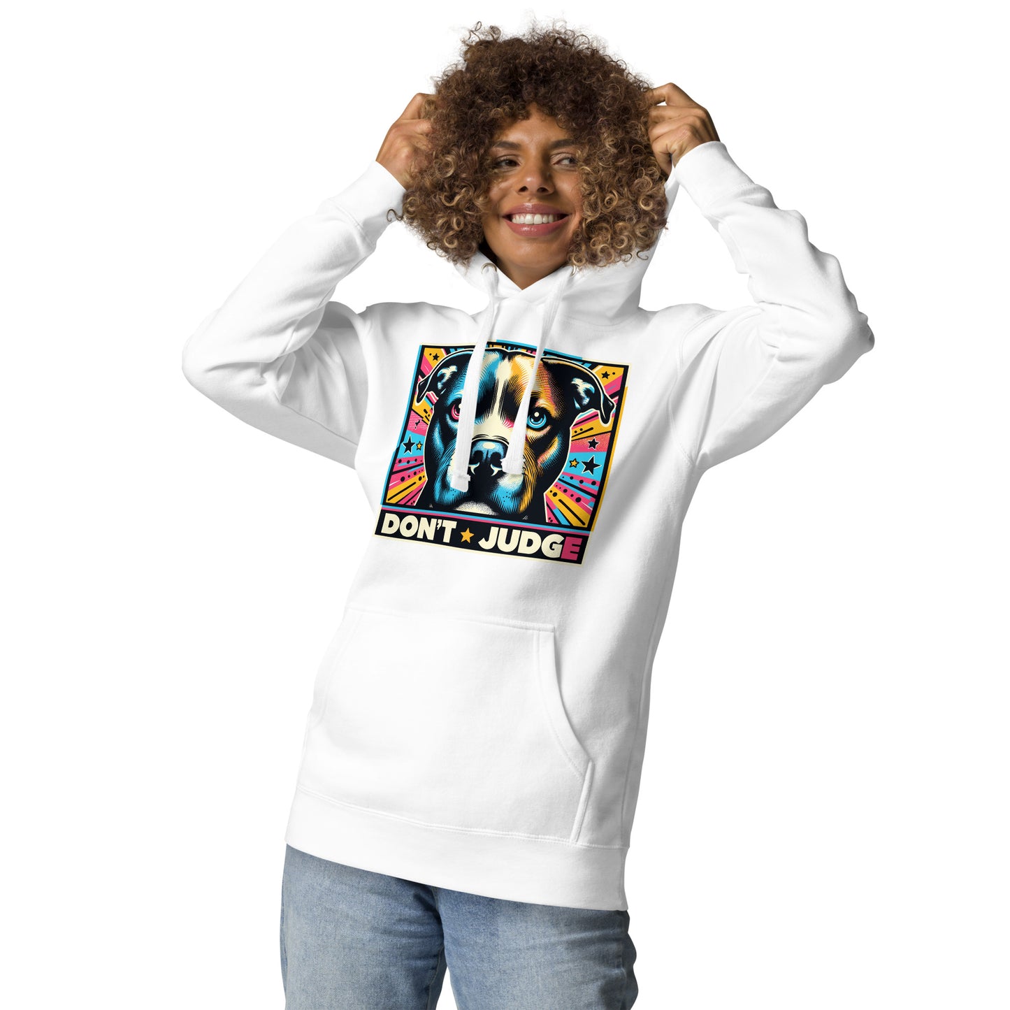 Comic Burst 'Don't Judge' Unisex Pitbull Hoodie - Pittie Choy