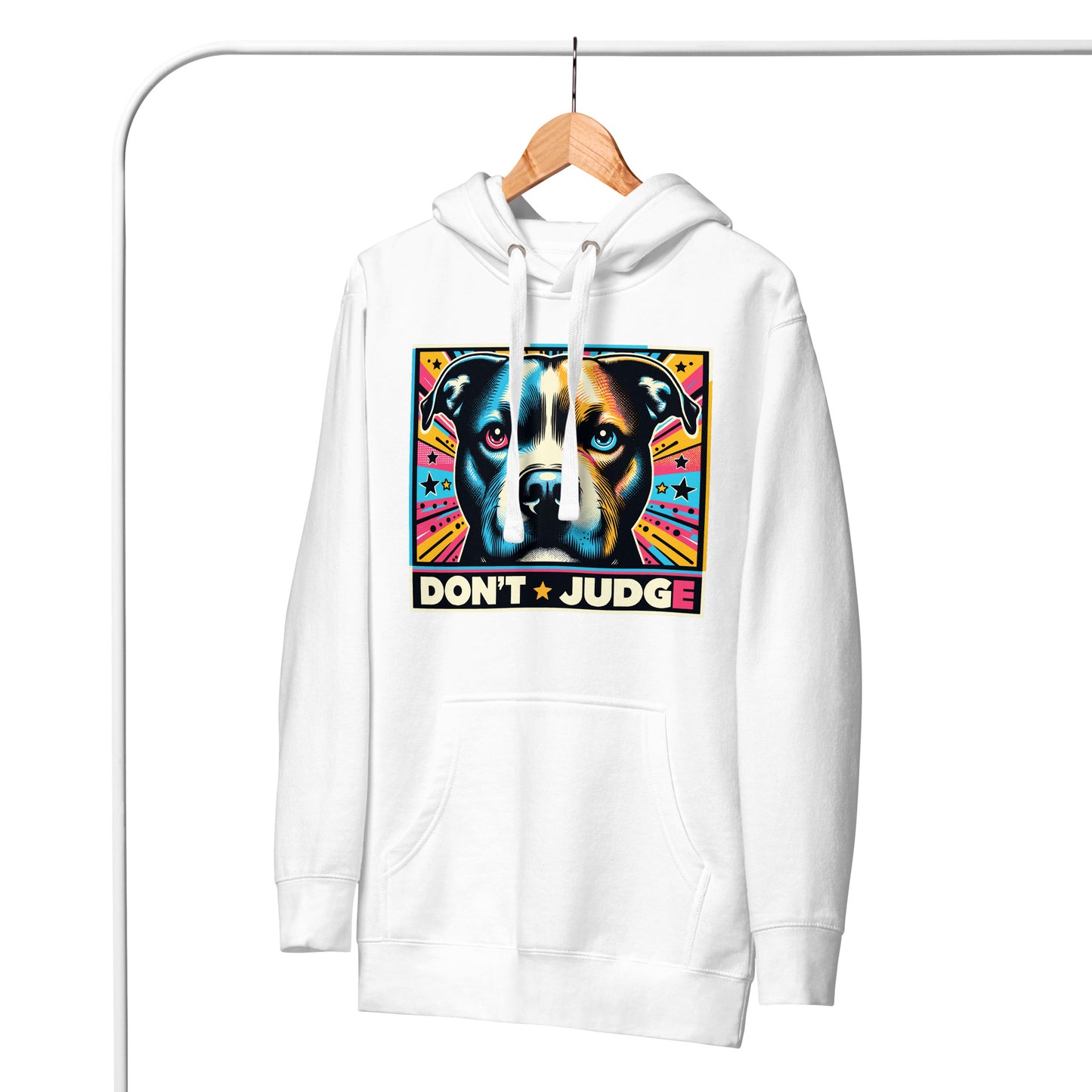 Comic Burst 'Don't Judge' Unisex Pitbull Hoodie - Pittie Choy