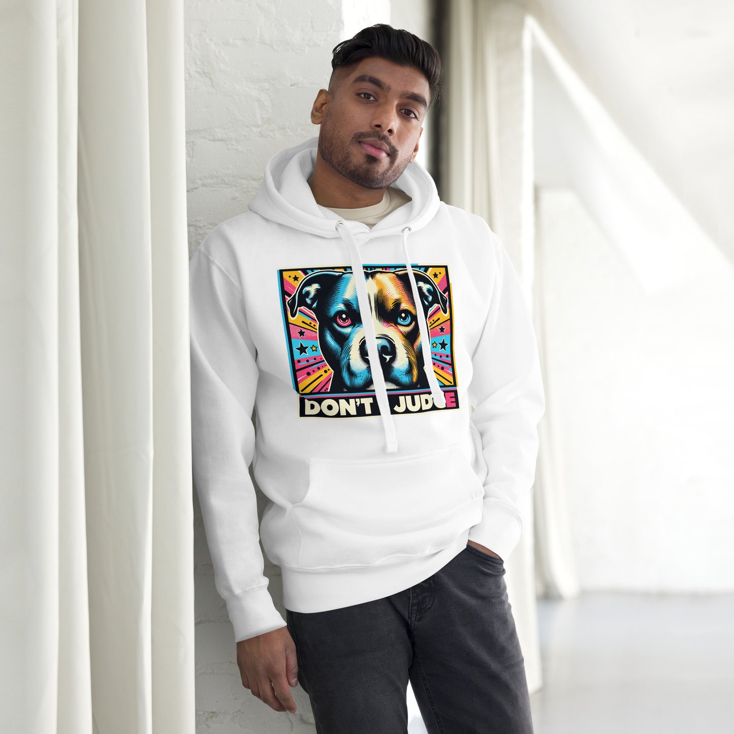 Comic Burst 'Don't Judge' Unisex Pitbull Hoodie - Pittie Choy