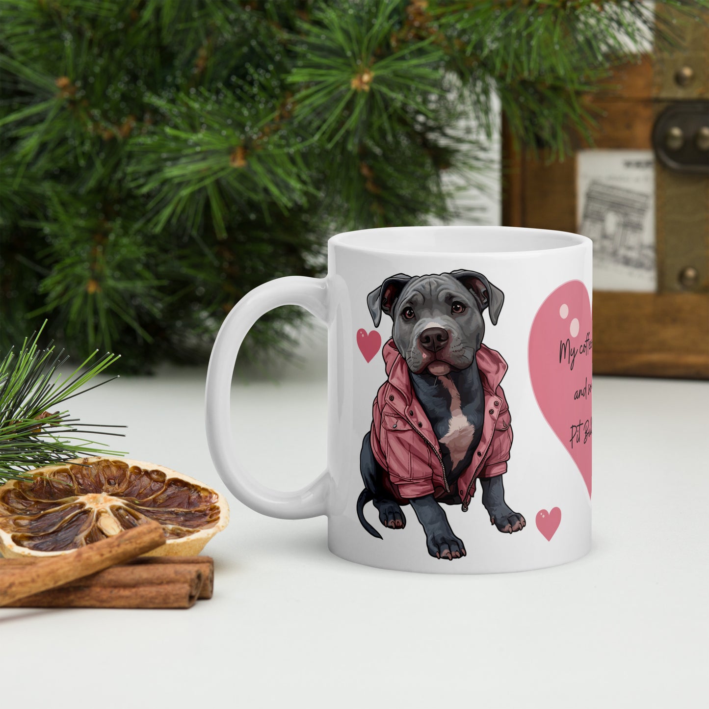 Pit Bull Coffee Mug - "Strong Coffee & Stronger Pit Bull Love" - Pittie Choy