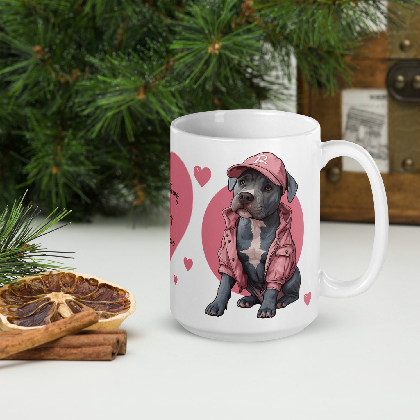 Pit Bull Coffee Mug - "Strong Coffee & Stronger Pit Bull Love" - Pittie Choy