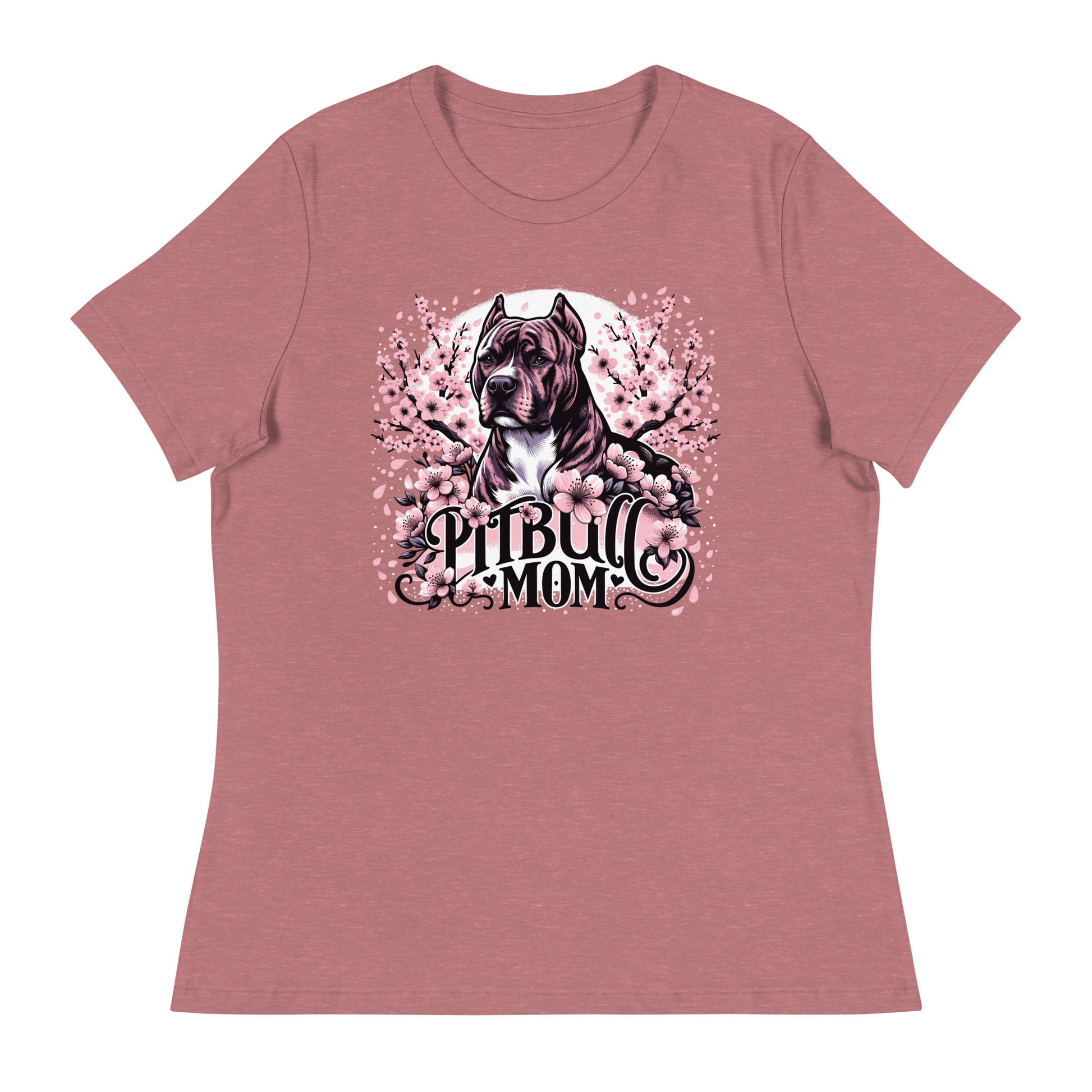 Cherry Blossom Pitbull Mom Women's T-Shirt - Pittie Choy