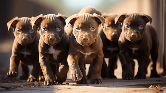 group of puppies Understanding Pitbull Growth panoramic banner image.