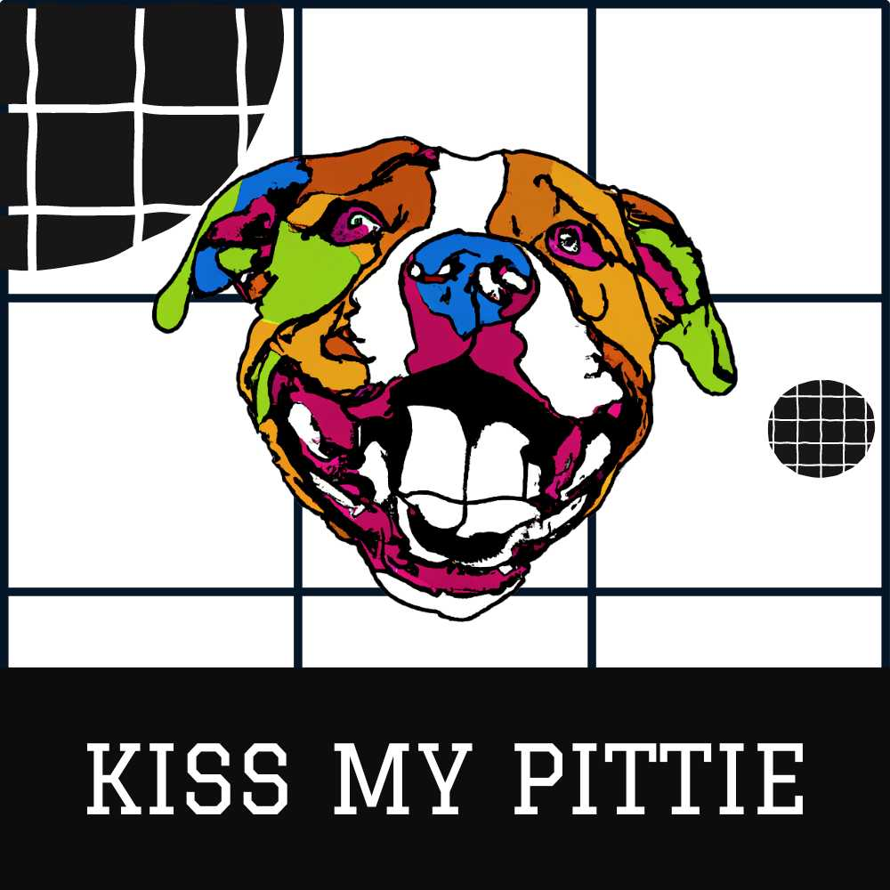 colorful pitbull smile face. Kiss My Pittie cover collection - pittie choy