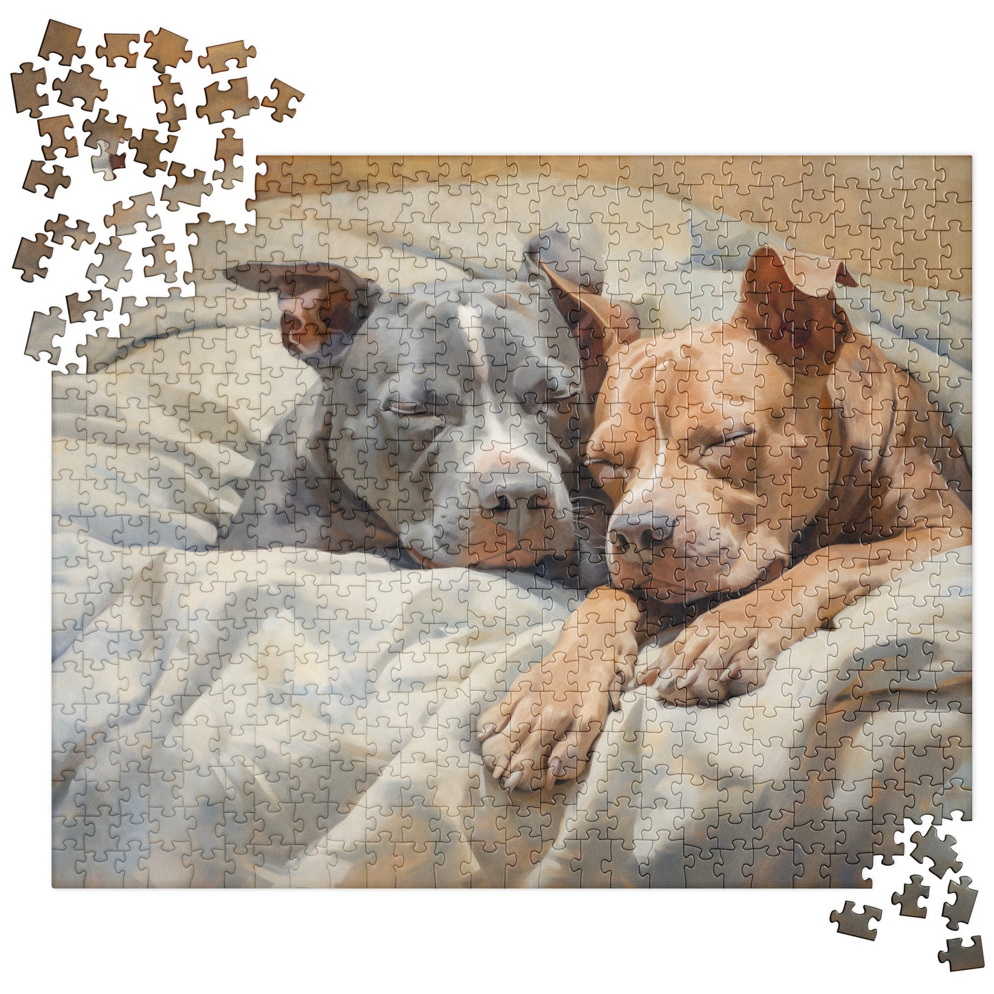 Peaceful Pitbulls Puzzle - Relaxing Jigsaw for Dog Lovers - Pittie Choy