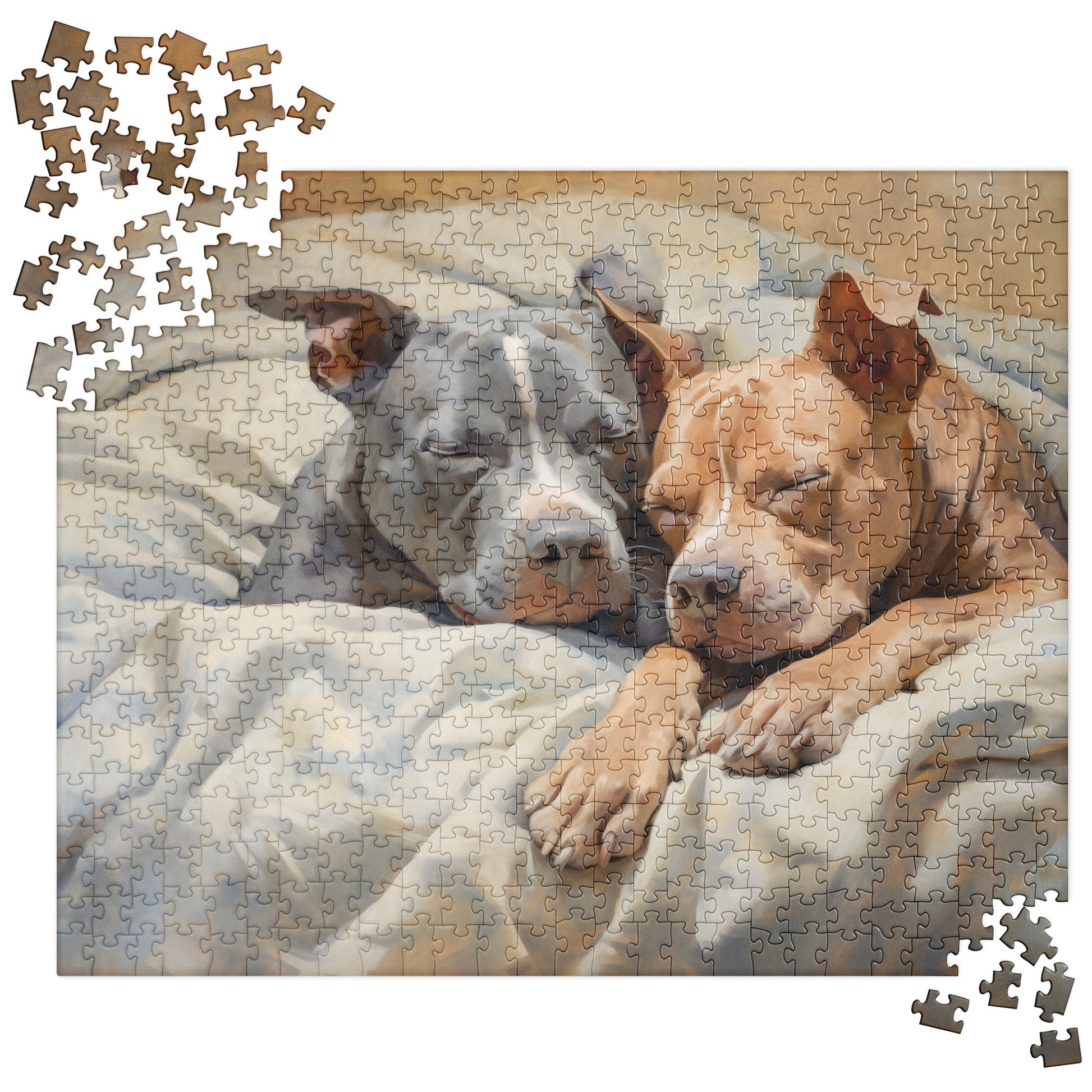 Peaceful Pitbulls Puzzle - Relaxing Jigsaw for Dog Lovers - Pittie Choy