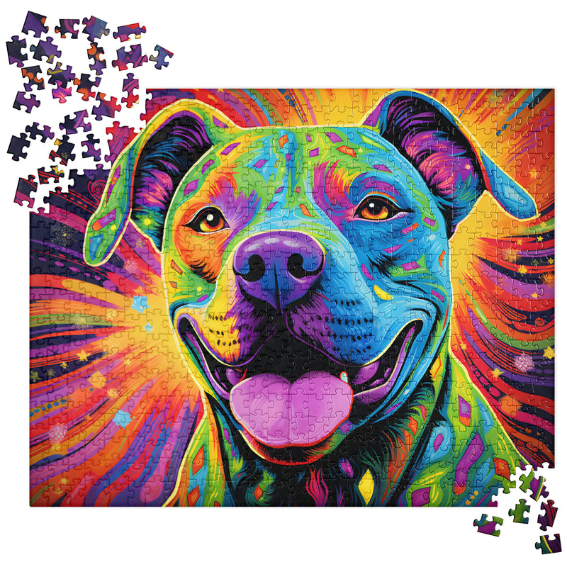 Psychedelic Smiles Pitbull Jigsaw Puzzle