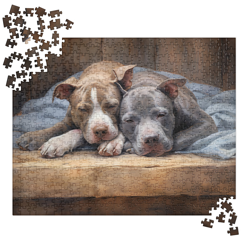 "Slumbering Pals" Pitbull Jigsaw Puzzle