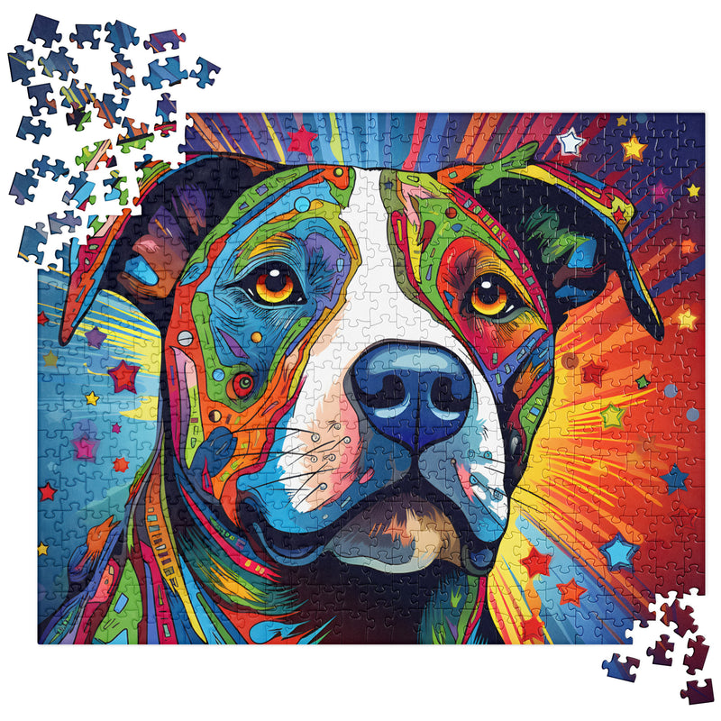 Starry-Eyed Sentinel Pitbull Jigsaw Puzzle