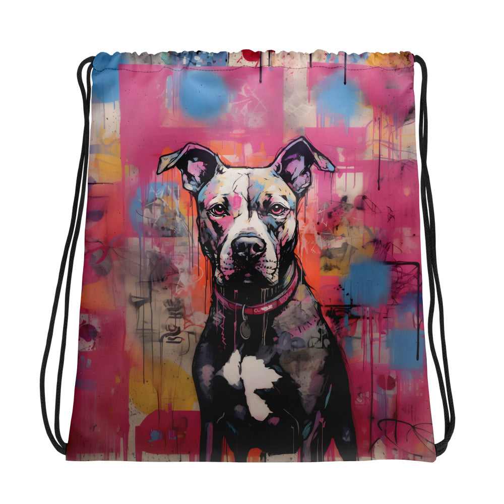 Urban Art Pitbull - Vibrant Drawstring Bag - Pittie Choy