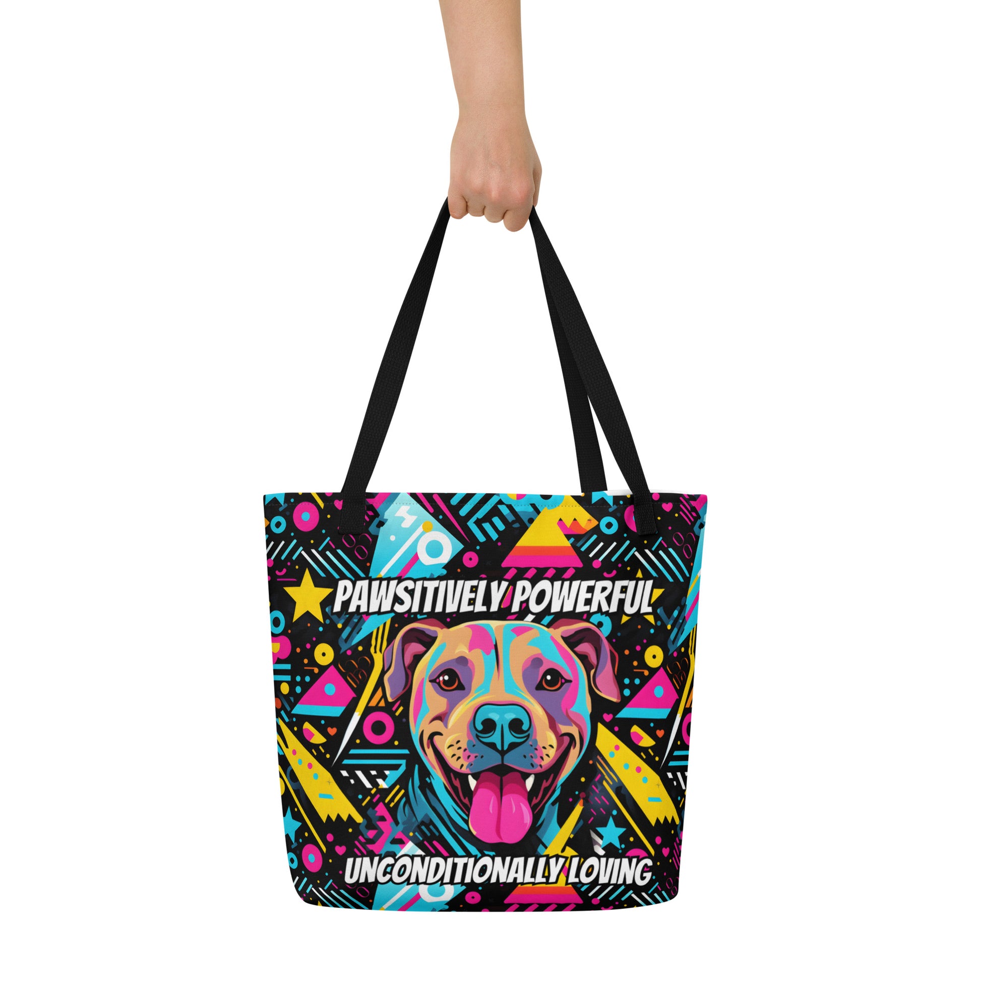 Pitbull Large Tote Bag - "Pawsitively Powerful" - Pittie Choy