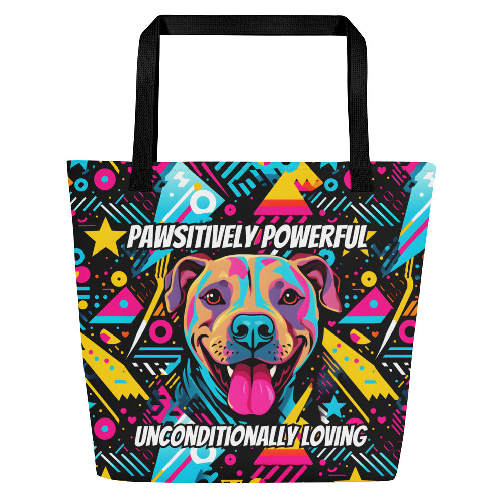Pitbull Large Tote Bag - "Pawsitively Powerful" - Pittie Choy