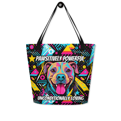 Pitbull Large Tote Bag - "Pawsitively Powerful" - Pittie Choy