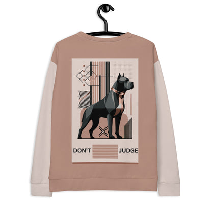 "Elegance Unleashed" - Women's "DON'T JUDGE" Pit Bull Sweatshirt - Pittie Choy