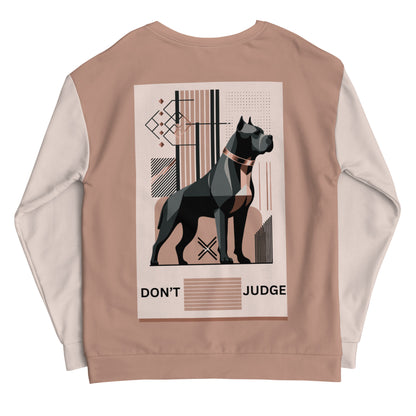"Elegance Unleashed" - Women's "DON'T JUDGE" Pit Bull Sweatshirt - Pittie Choy