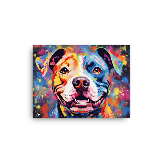 Colorful Smiling Pitbull Canvas Print - Pittie Choy