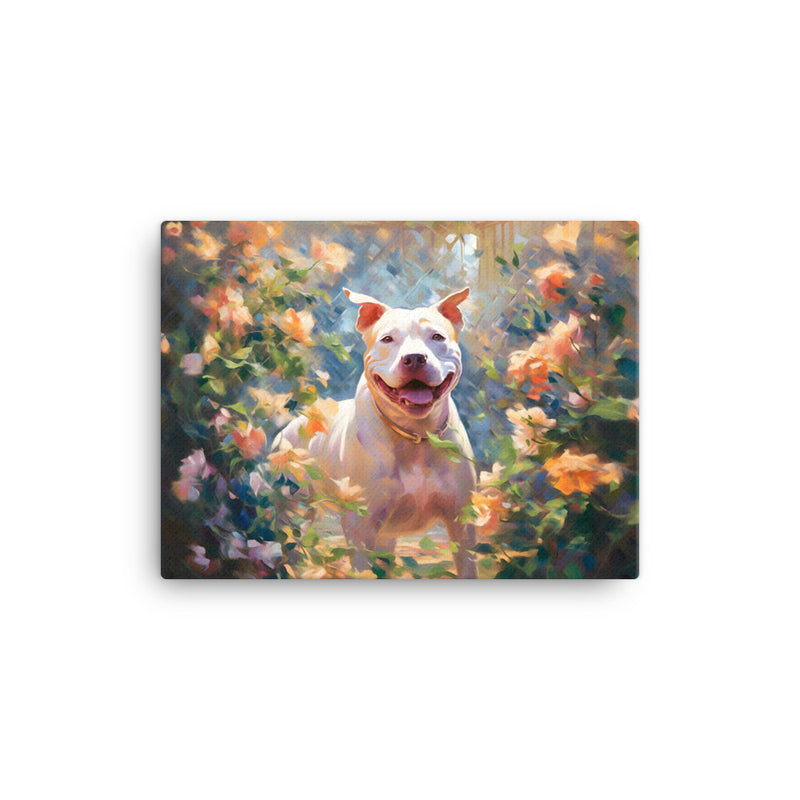 "Sunlit Smile" - Smiling Pitbull Canvas Art
