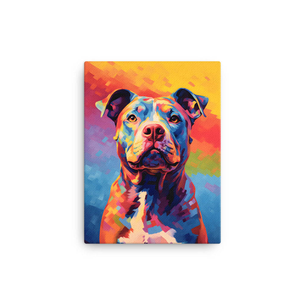 "Kaleidoscope Canine" - Colorful Pitbull Canvas Art - Pittie Choy