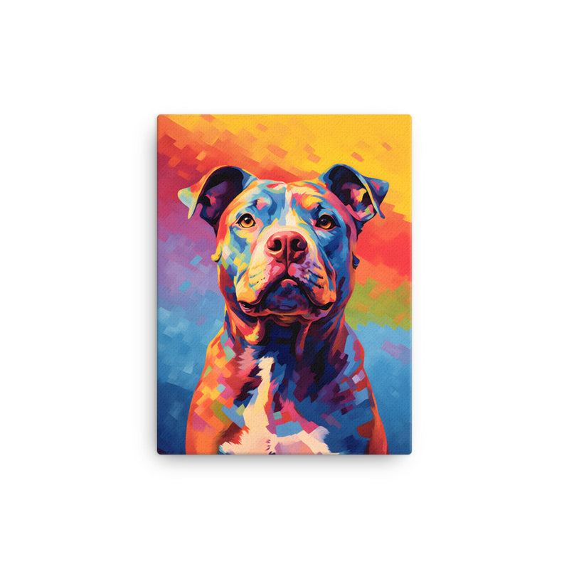 "Kaleidoscope Canine" - Colorful Pitbull Canvas Art