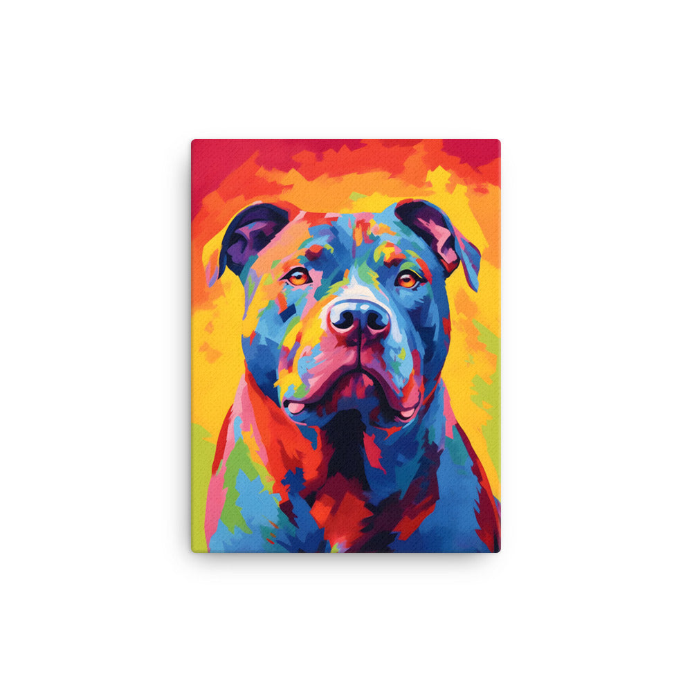 "Vivid Vigilance" - Multicolored Pitbull Canvas Art - Pittie Choy