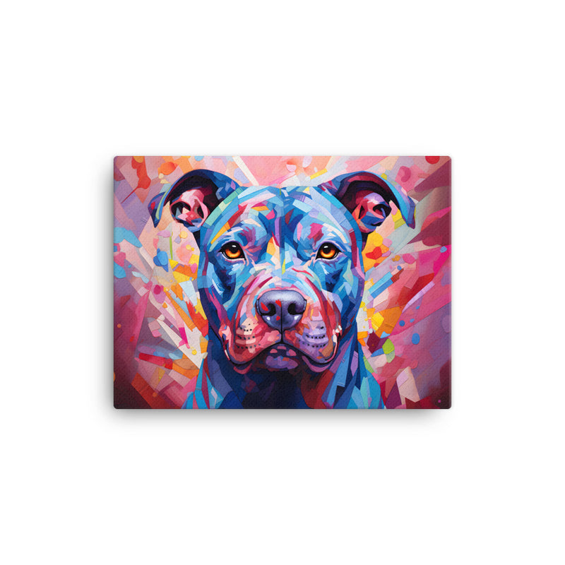 "Kaleidoscopic Guardian" - Abstract Pitbull Canvas Art