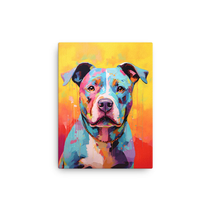 Vibrant Vigilant - Colorful Pitbull Canvas Art