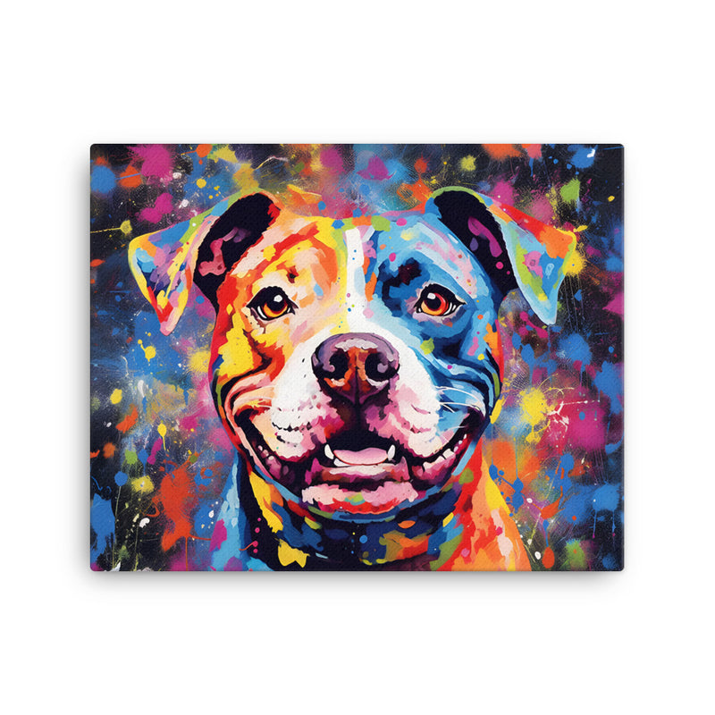 Colorful Smiling Pitbull Canvas Print