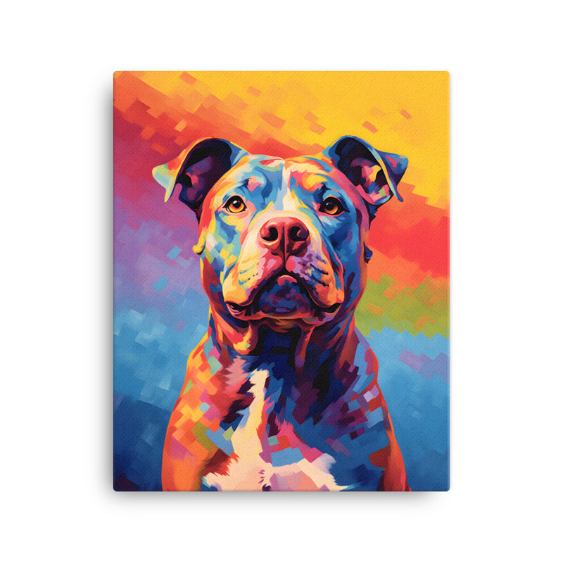 "Kaleidoscope Canine" - Colorful Pitbull Canvas Art
