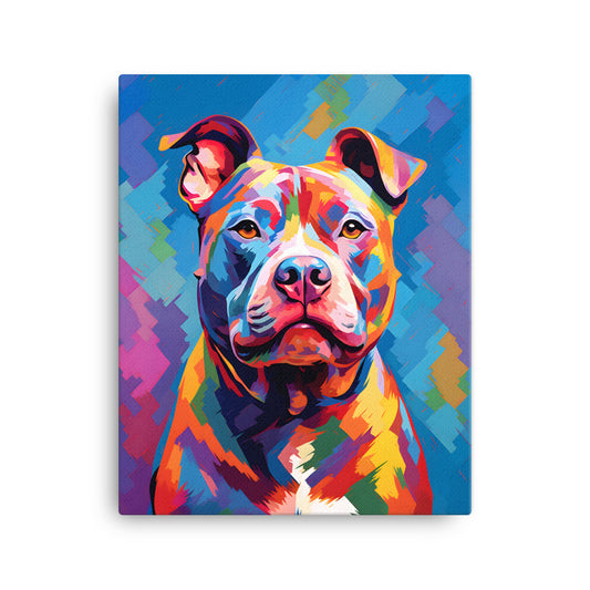 "Chromatic Canine" - Abstract Pitbull Canvas Art - Pittie Choy