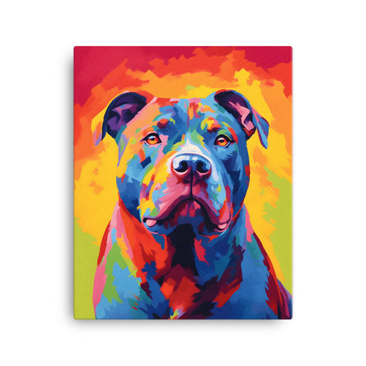 "Vivid Vigilance" - Multicolored Pitbull Canvas Art - Pittie Choy