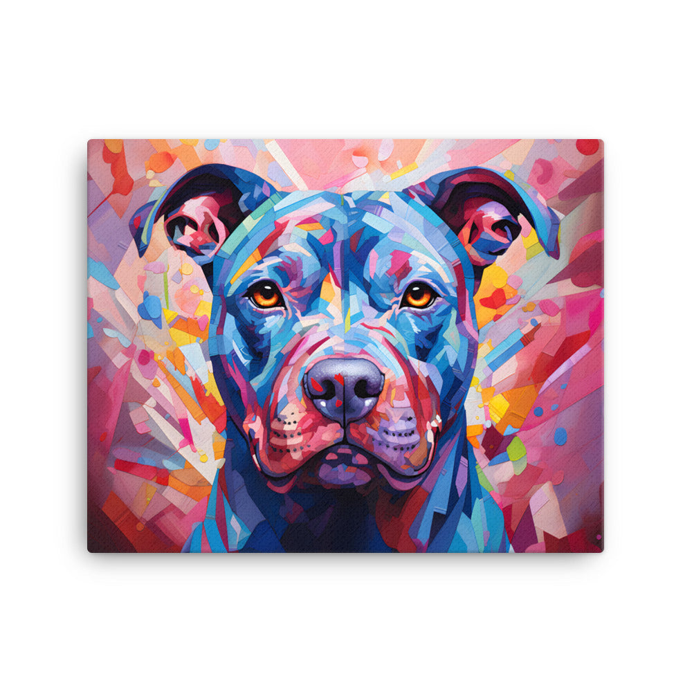 "Kaleidoscopic Guardian" - Abstract Pitbull Canvas Art - Pittie Choy