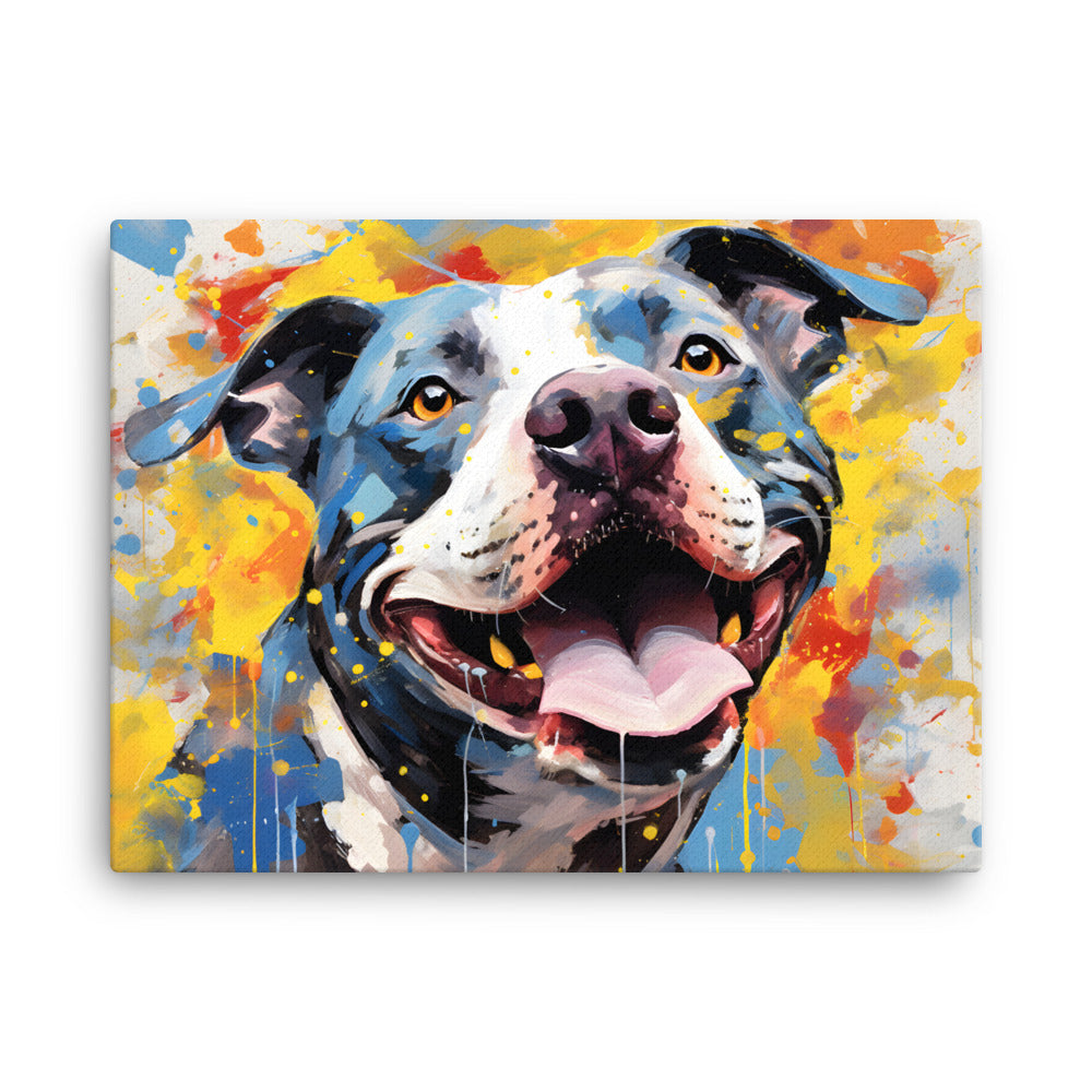 Abstract Splashes Pitbull Canvas Wall Art - Pittie Choy