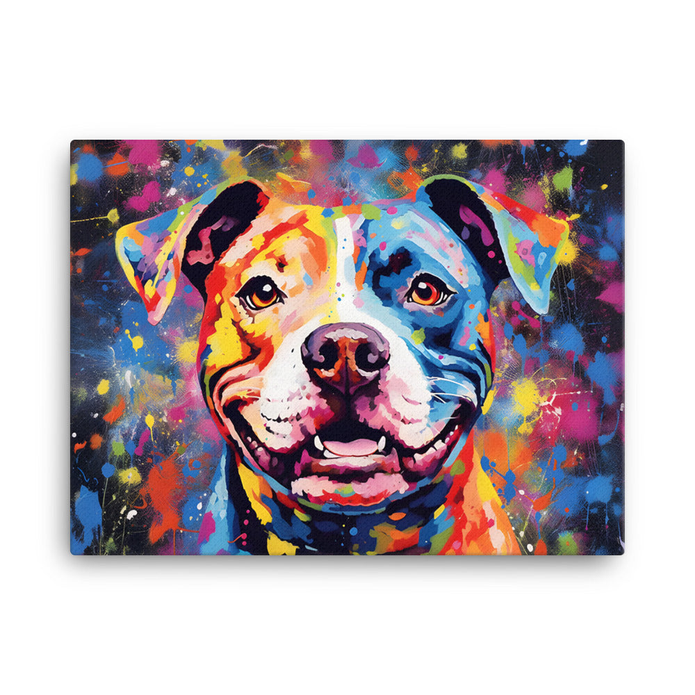 Colorful Smiling Pitbull Canvas Print - Pittie Choy