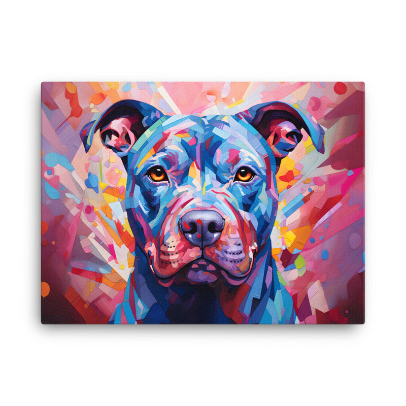 "Kaleidoscopic Guardian" - Abstract Pitbull Canvas Art