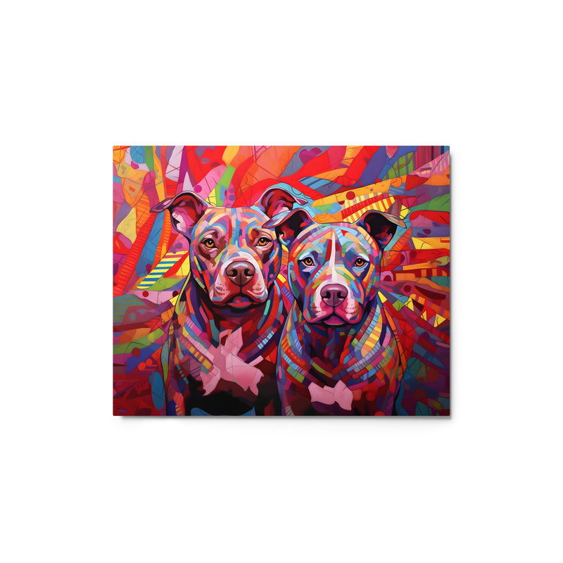 "Dual Canine Mosaic" - Vivid Metal Pitbull Art Print