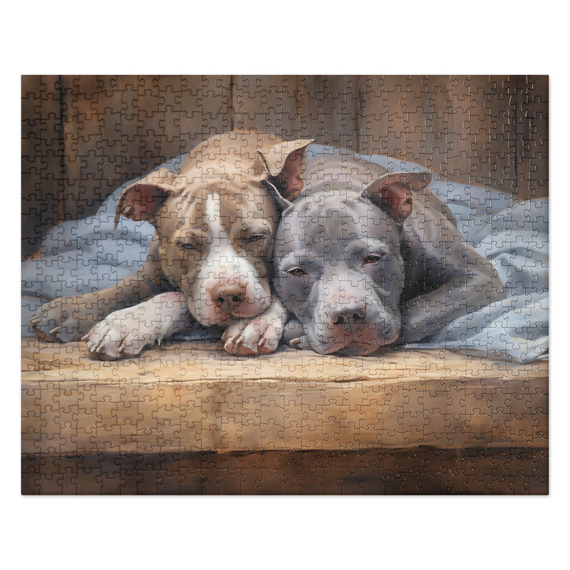 "Slumbering Pals" Pitbull Jigsaw Puzzle