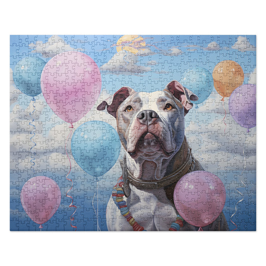 Pitbull Jigsaw Puzzle - "Balloons and Blue Skies" - Pittie Choy