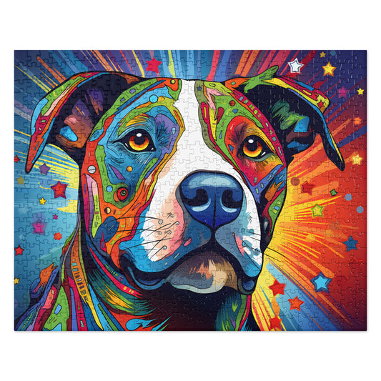 Starry-Eyed Sentinel Pitbull Jigsaw Puzzle - Pittie Choy