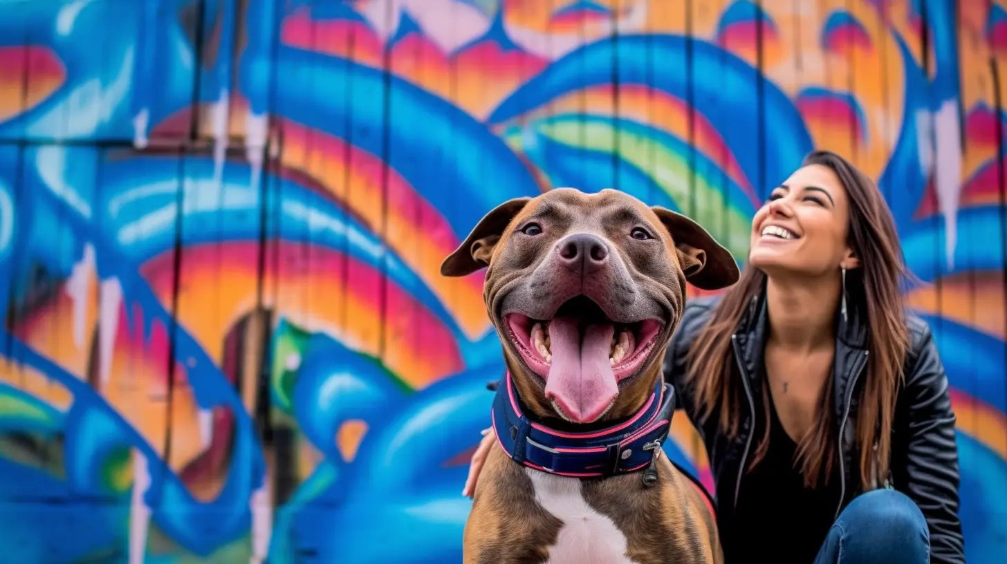 Pitbull with woman in miami - pittie choy home page banner